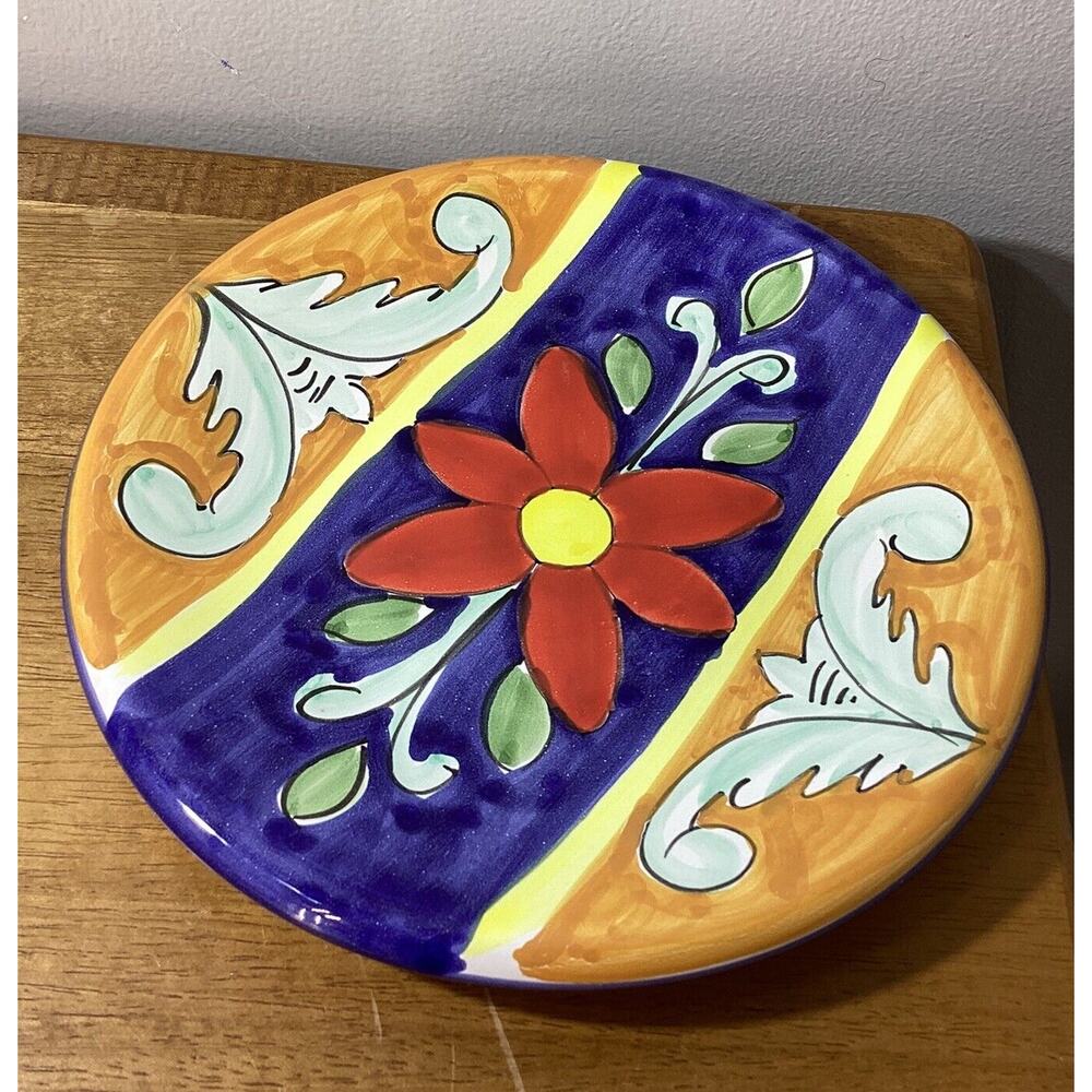 Hand Painted Italian Pottery 14" Floral Charger Chop Plate Made In Italy #13